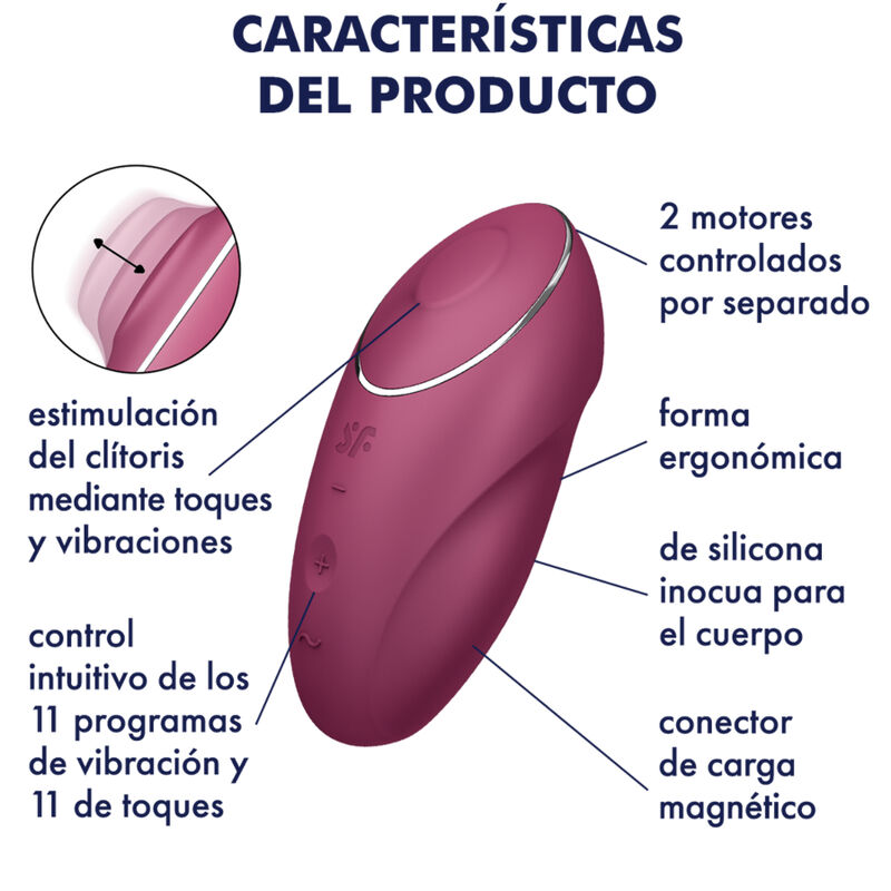 SATISFYER – TAP CLIMAX 1 VIBRADOR LAY-ON ROJO - Image 6