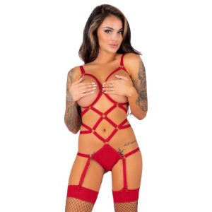 LIVCO CORSETTI FASHION – THIARA LC 20213 SET BODY + MEDIAS ROJA S/M