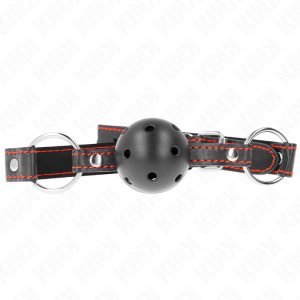 KINK – MORDAÇA DE BOLA PRETA OCA DURO MODELO 2 65 x 2,5 CM
