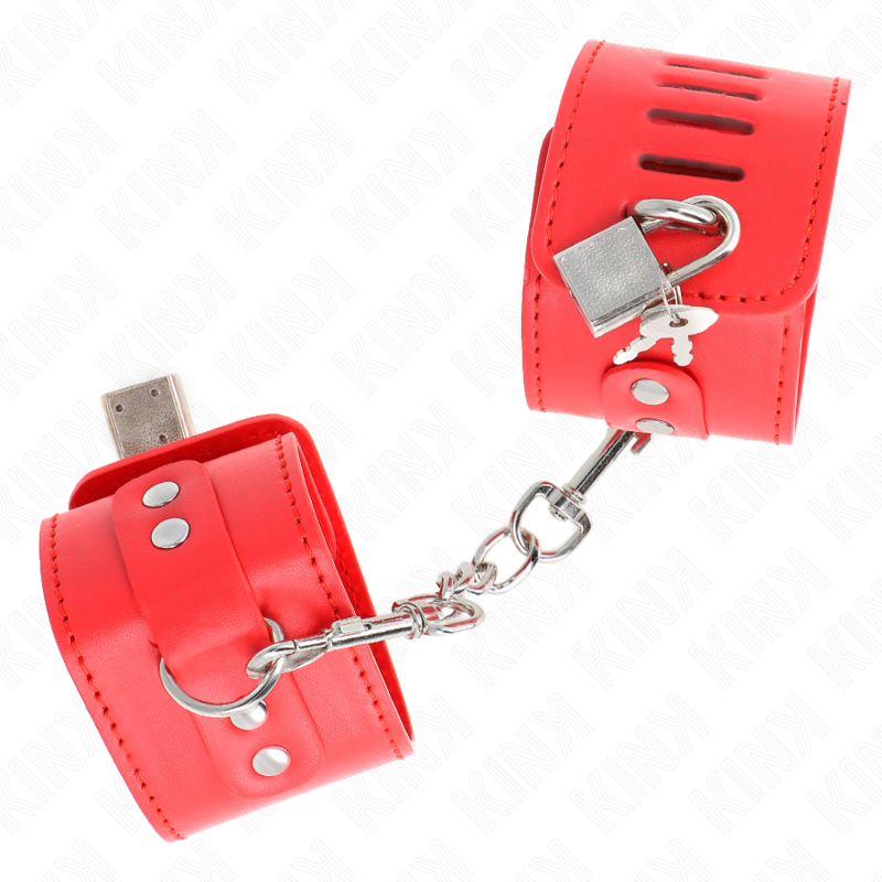 KINK – PUNHOS COM FECHO DE CADEADO VERMELHO AJUSTÁVEL 16-23 CM X 5,5 CM - Image 3