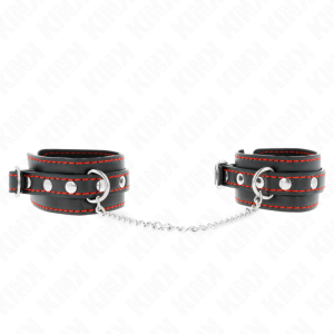 KINK – PEQUENOS PUNHOS PRETOS COM FORRO VERMELHO AJUSTÁVEIS 14-24 CM X 3,5 CM