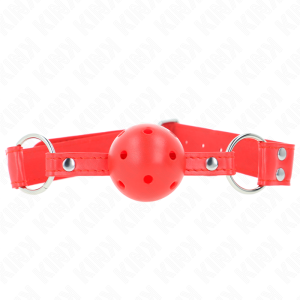 KINK – MORDAÇA DE BOLA DURA OCA VERMELHA COMPLETA 62 x 2 CM