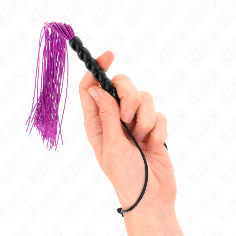 KINK – MINI CHICOTE DE SILICONE COM 6 CONTAS ROXAS 26 CM - Image 5