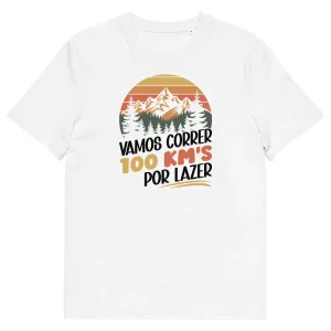 T-shirt "100 KM'S" com design de montanha e pôr do sol - Estilo Vintage Aventura para Amantes da Natureza!