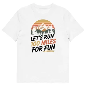 T-shirt "100 Miles" com design montanhoso retro e cores vibrantes â Perfeita para amantes da natureza e aventura!